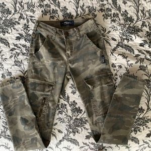 Silver skinny cargo pants